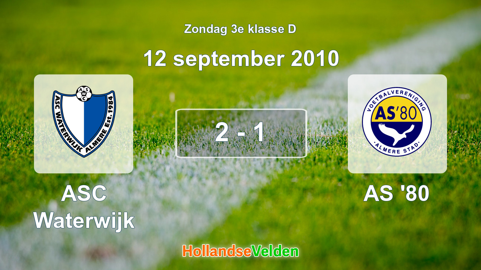 Gespeelde wedstrijd: ASC Waterwijk - AS '80 2 - 1 (12 september 2010)