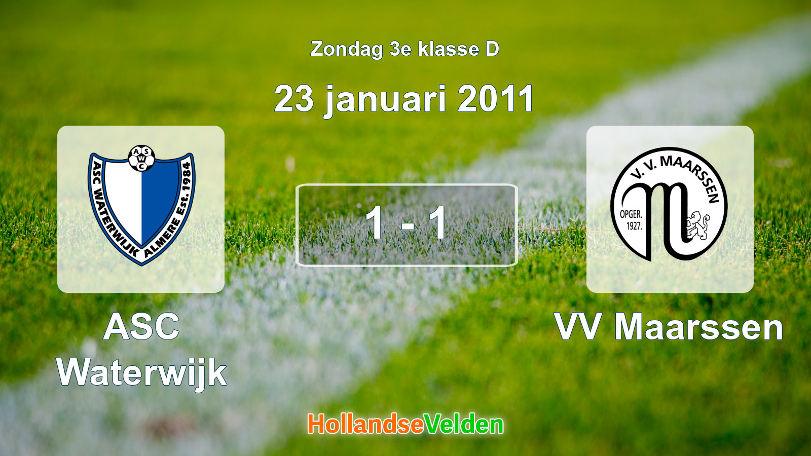 Gespeelde wedstrijd: ASC Waterwijk - VV Maarssen 1 - 1 (23 januari 2011)