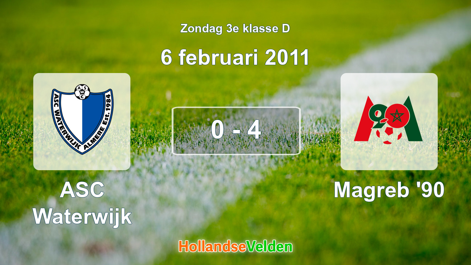 Gespeelde wedstrijd: ASC Waterwijk - Magreb '90 0 - 4 (6 februari 2011)