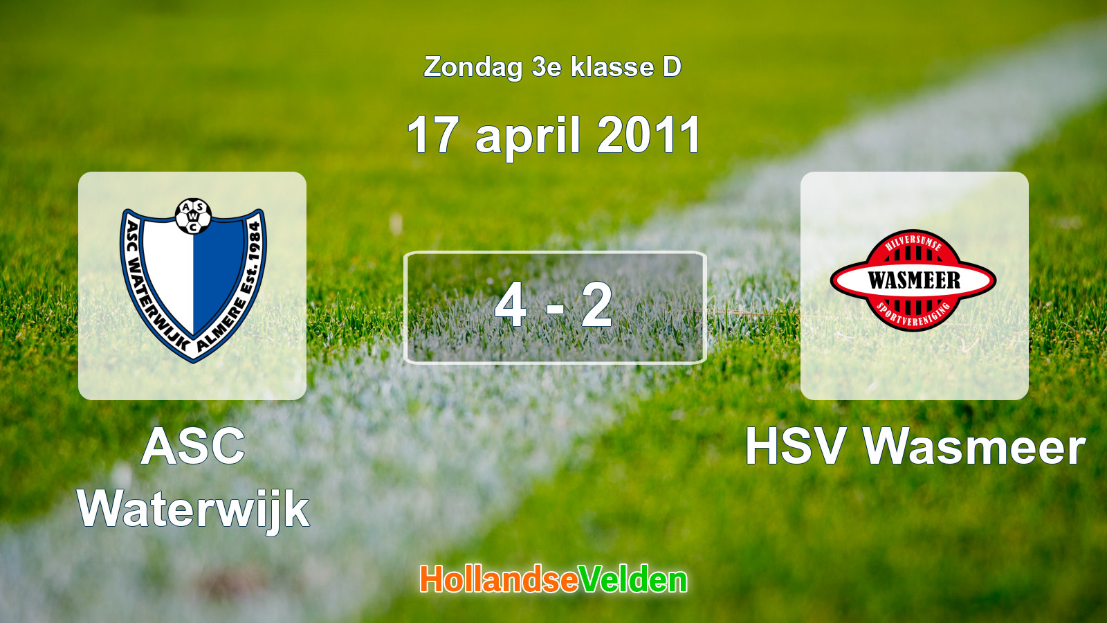 Gespeelde wedstrijd: ASC Waterwijk - HSV Wasmeer 4 - 2 (17 april 2011)