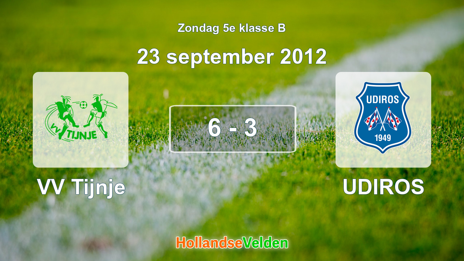 Gespeelde wedstrijd: VV Tijnje - UDIROS 6 - 3 (23 september 2012)