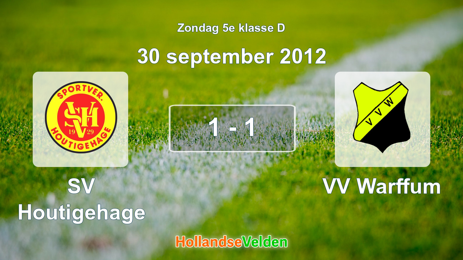 Gespeelde wedstrijd: SV Houtigehage - VV Warffum 1 - 1 (30 september 2012)