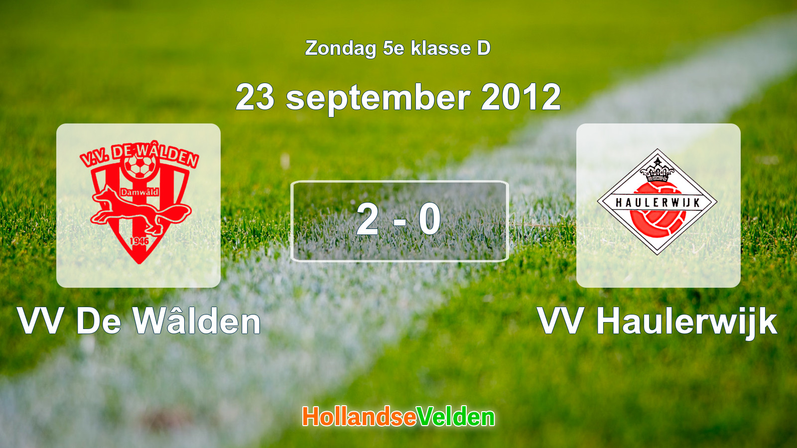 Gespeelde wedstrijd: VV De Wâlden - VV Haulerwijk 2 - 0 (23 september 2012)