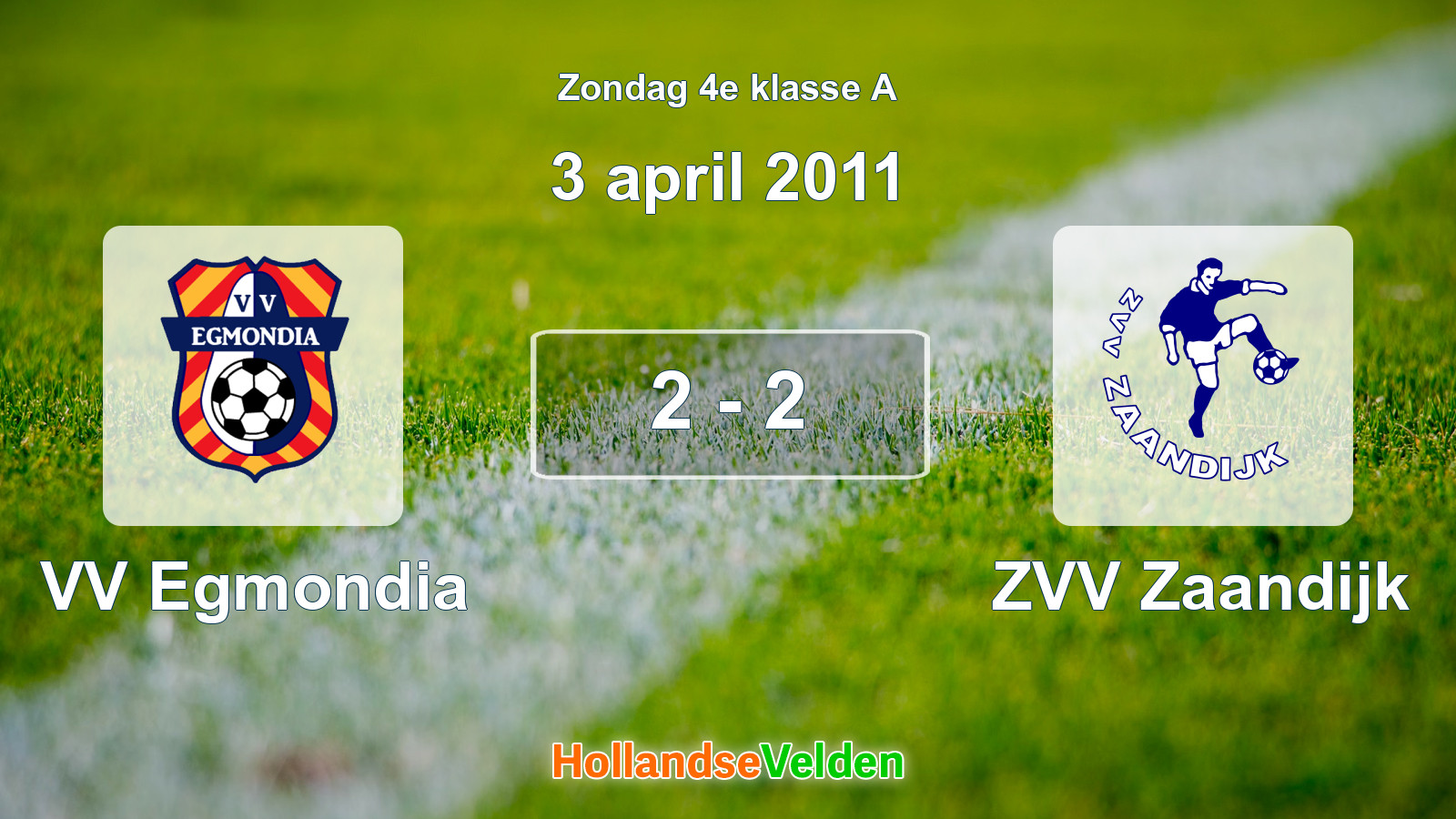 Gespeelde wedstrijd: VV Egmondia - ZVV Zaandijk 2 - 2 (3 april 2011)