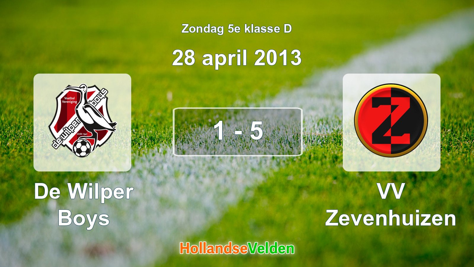 Gespeelde wedstrijd: De Wilper Boys - VV Zevenhuizen 1 - 5 (28 april 2013)