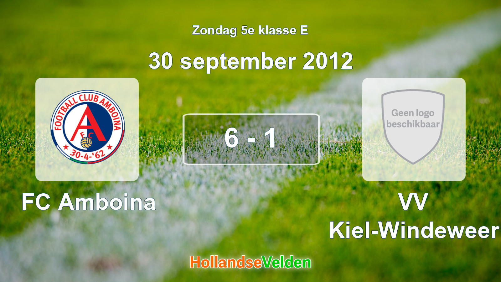 Gespeelde wedstrijd: FC Amboina - VV Kiel-Windeweer 6 - 1 (30 september 2012)