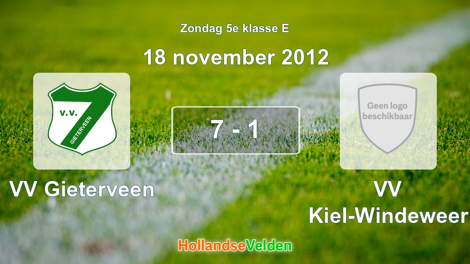 Gespeelde wedstrijd: VV Gieterveen - VV Kiel-Windeweer 7 - 1 (18 november 2012)