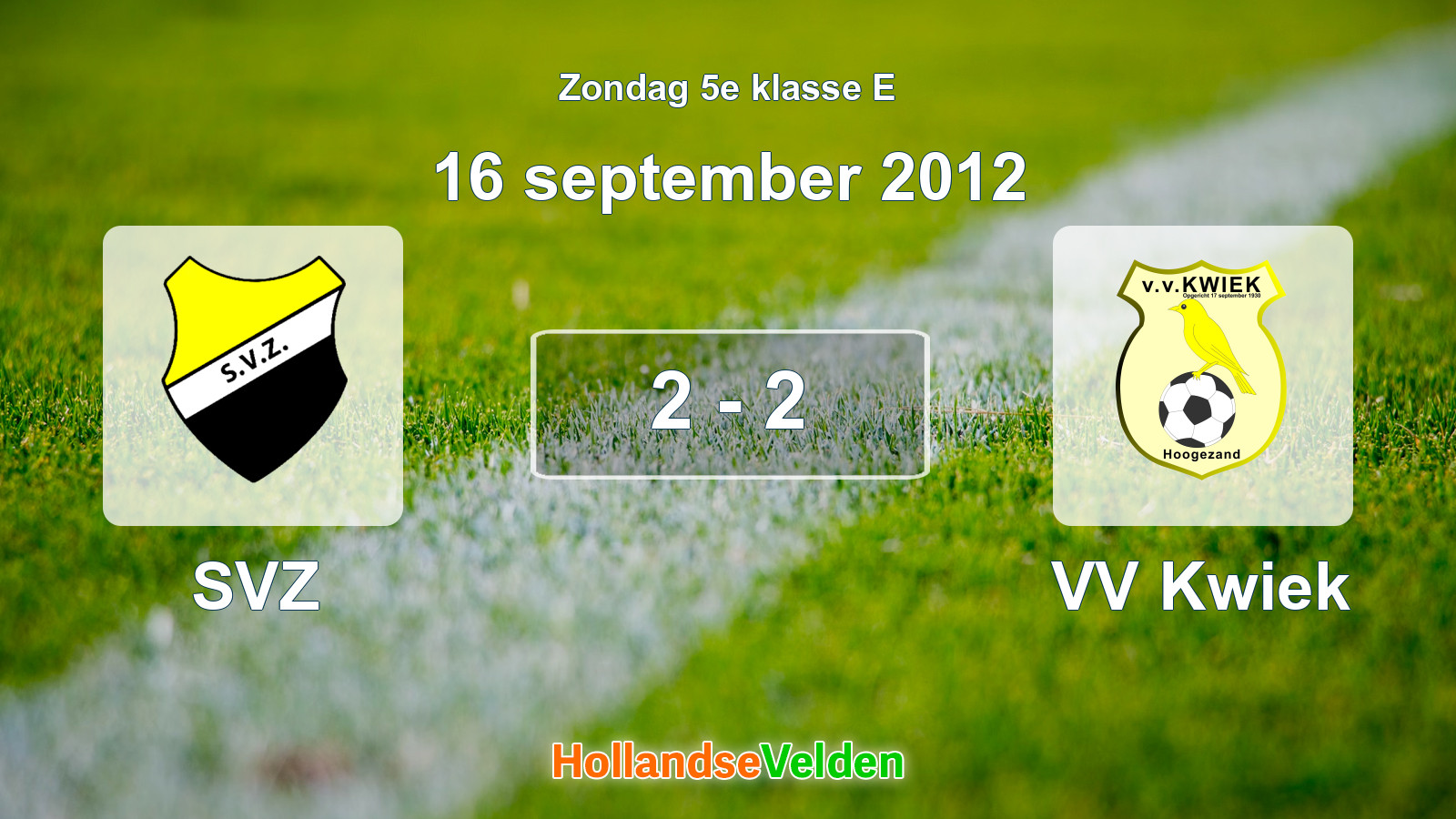 Gespeelde wedstrijd: SVZ - VV Kwiek 2 - 2 (16 september 2012)