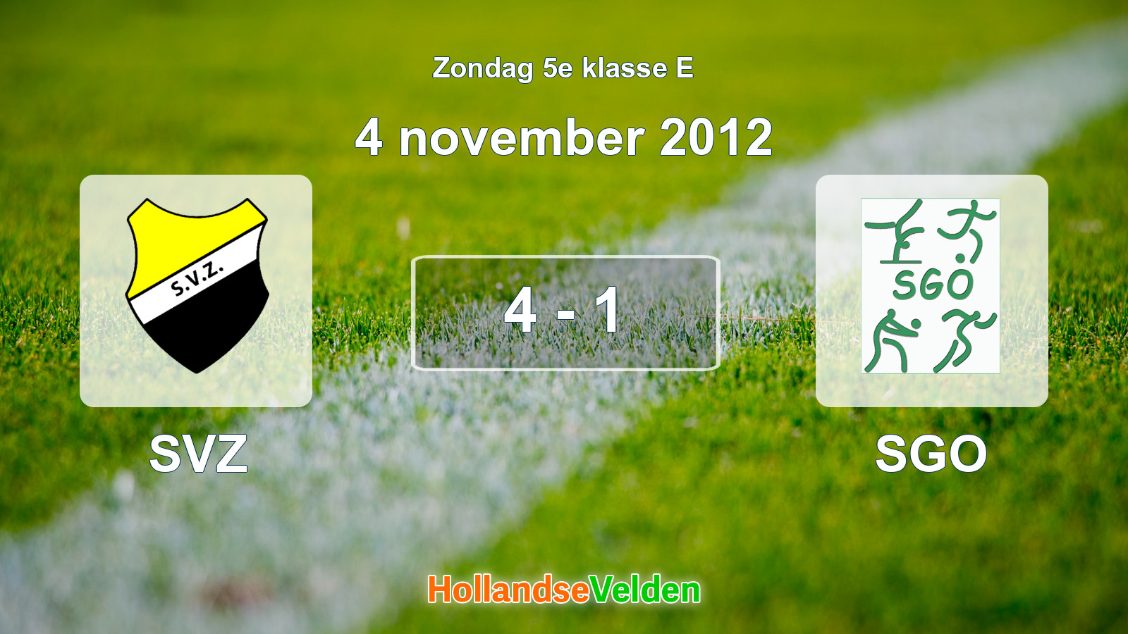 Gespeelde wedstrijd: SVZ - SGO 4 - 1 (4 november 2012)