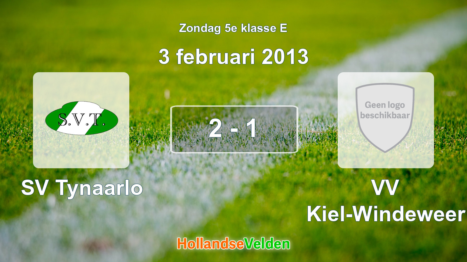 Gespeelde wedstrijd: SV Tynaarlo - VV Kiel-Windeweer 2 - 1 (3 februari 2013)