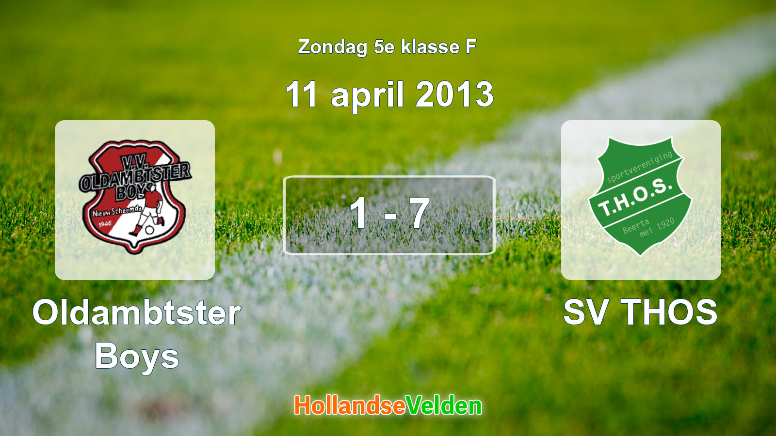 Gespeelde wedstrijd: Oldambtster Boys - SV THOS 1 - 7 (11 april 2013)