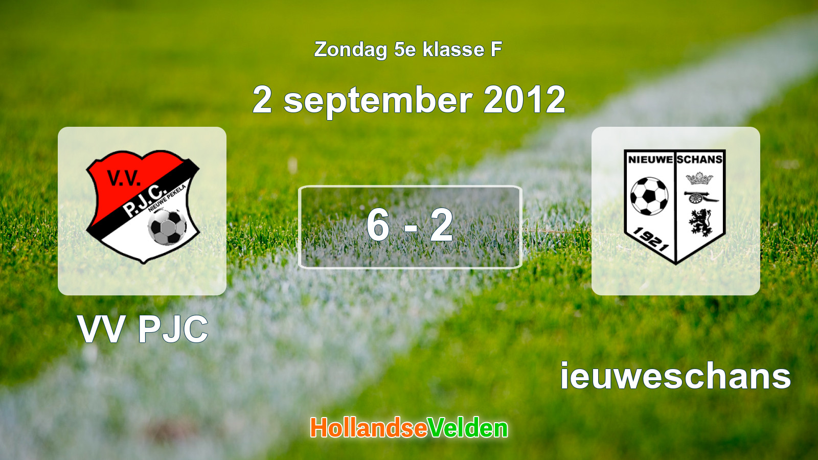 Gespeelde wedstrijd: VV PJC - Nieuweschans 6 - 2 (2 september 2012)