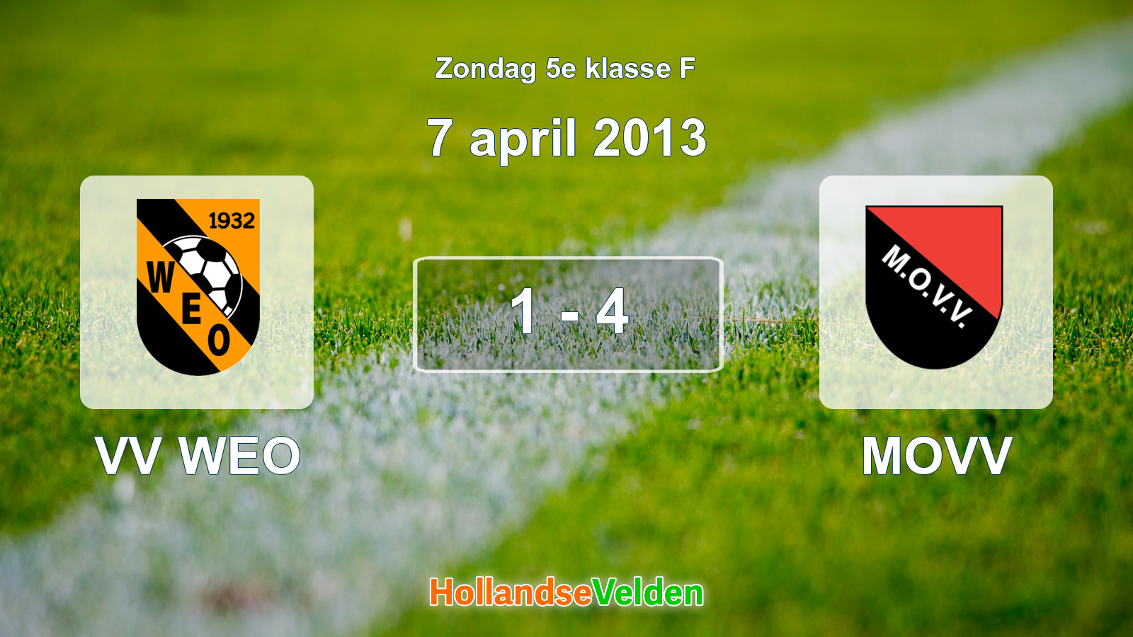 Gespeelde wedstrijd: VV WEO - MOVV 1 - 4 (7 april 2013)
