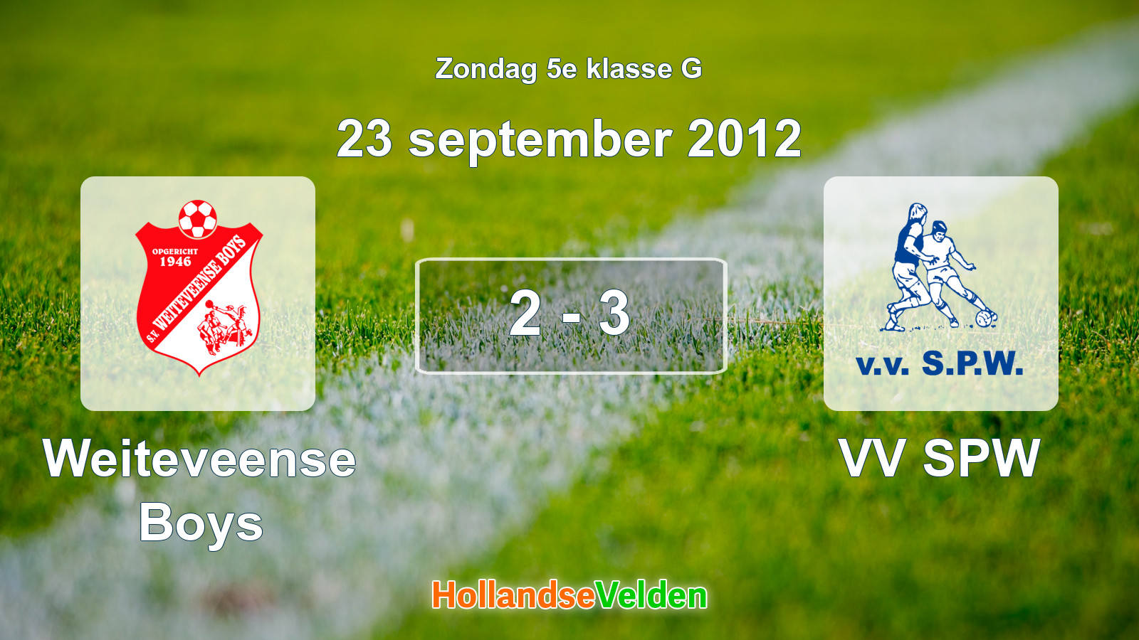 Gespeelde wedstrijd: Weiteveense Boys - VV SPW 2 - 3 (23 september 2012)