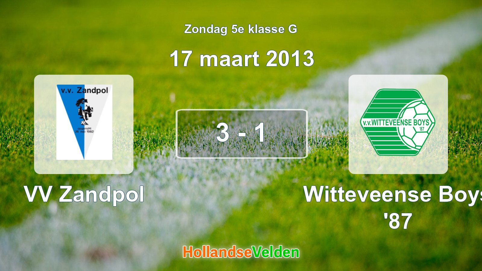 Gespeelde wedstrijd: VV Zandpol - Witteveense Boys '87 3 - 1 (17 maart 2013)