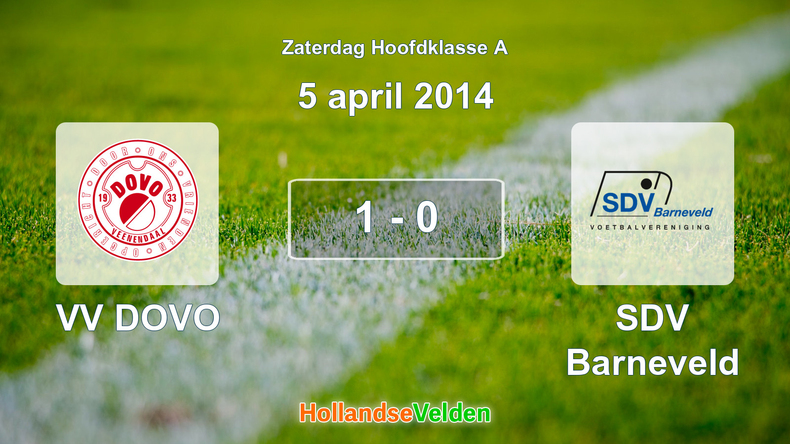 Gespeelde wedstrijd: VV DOVO - SDV Barneveld 1 - 0 (5 april 2014)