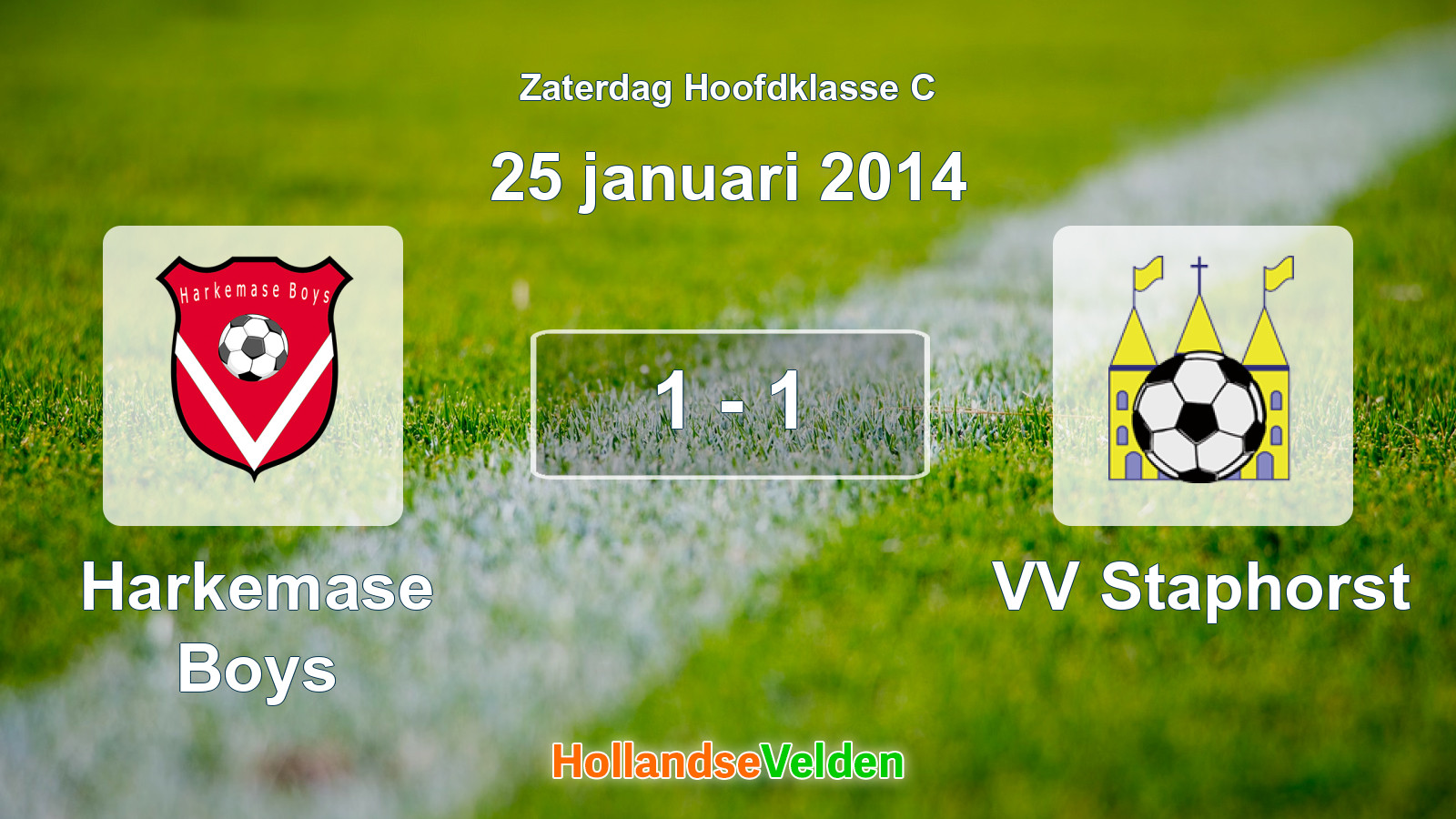 Gespeelde wedstrijd: Harkemase Boys - VV Staphorst 1 - 1 (25 januari 2014)