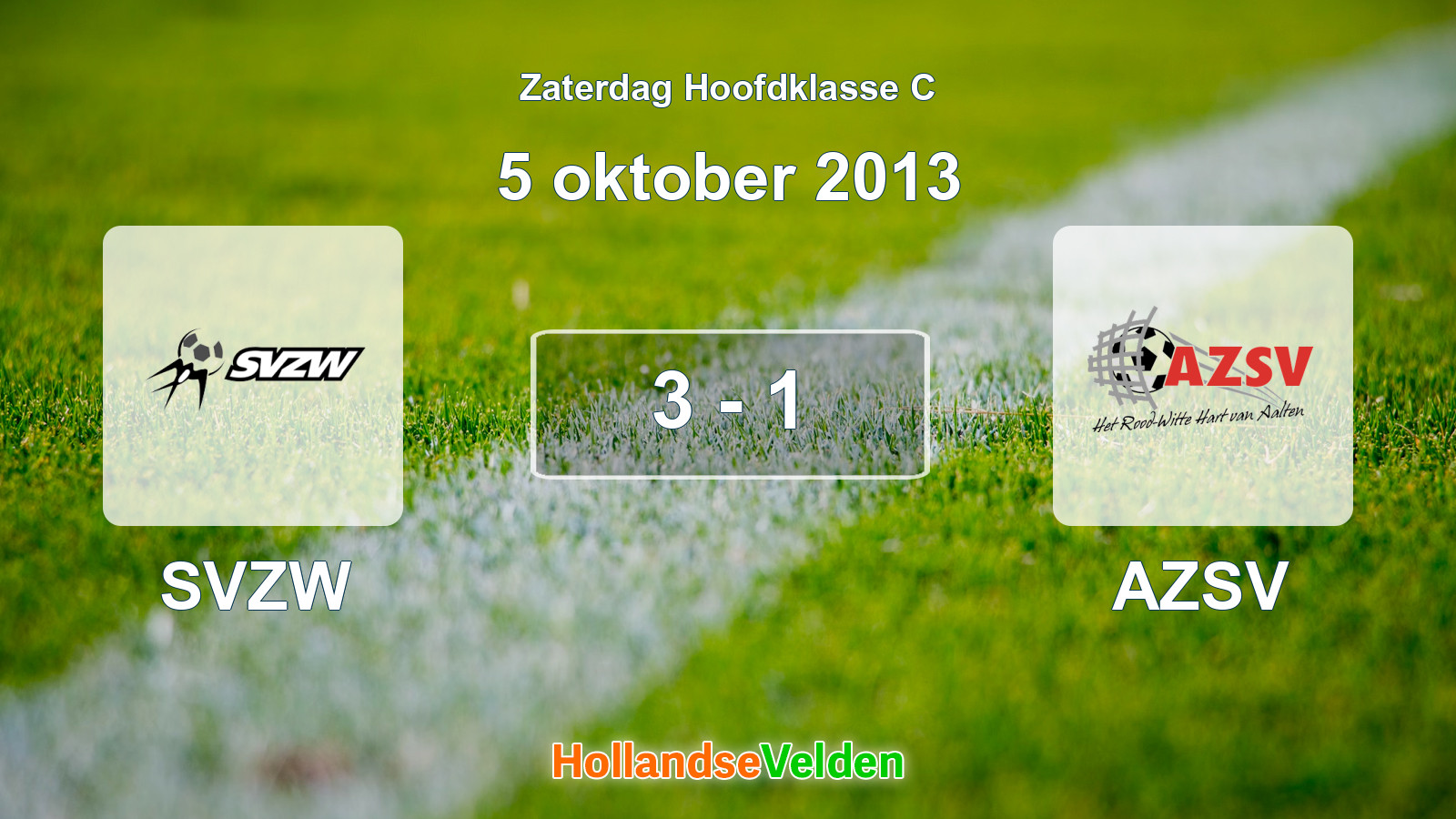 Gespeelde wedstrijd: SVZW - AZSV 3 - 1 (5 oktober 2013)