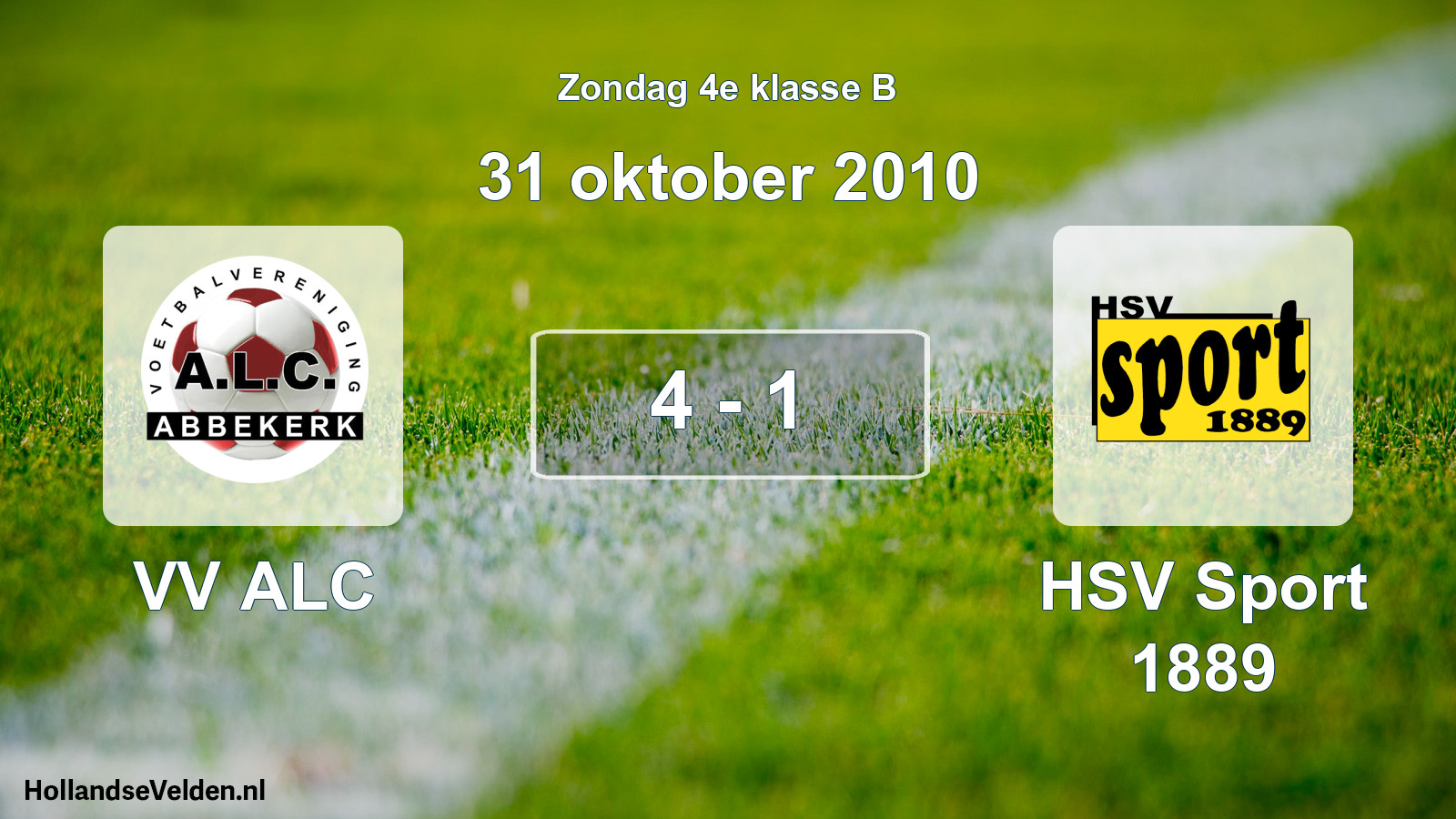 Gespeelde wedstrijd: VV ALC - HSV Sport 1889 4 - 1 (31 oktober 2010)