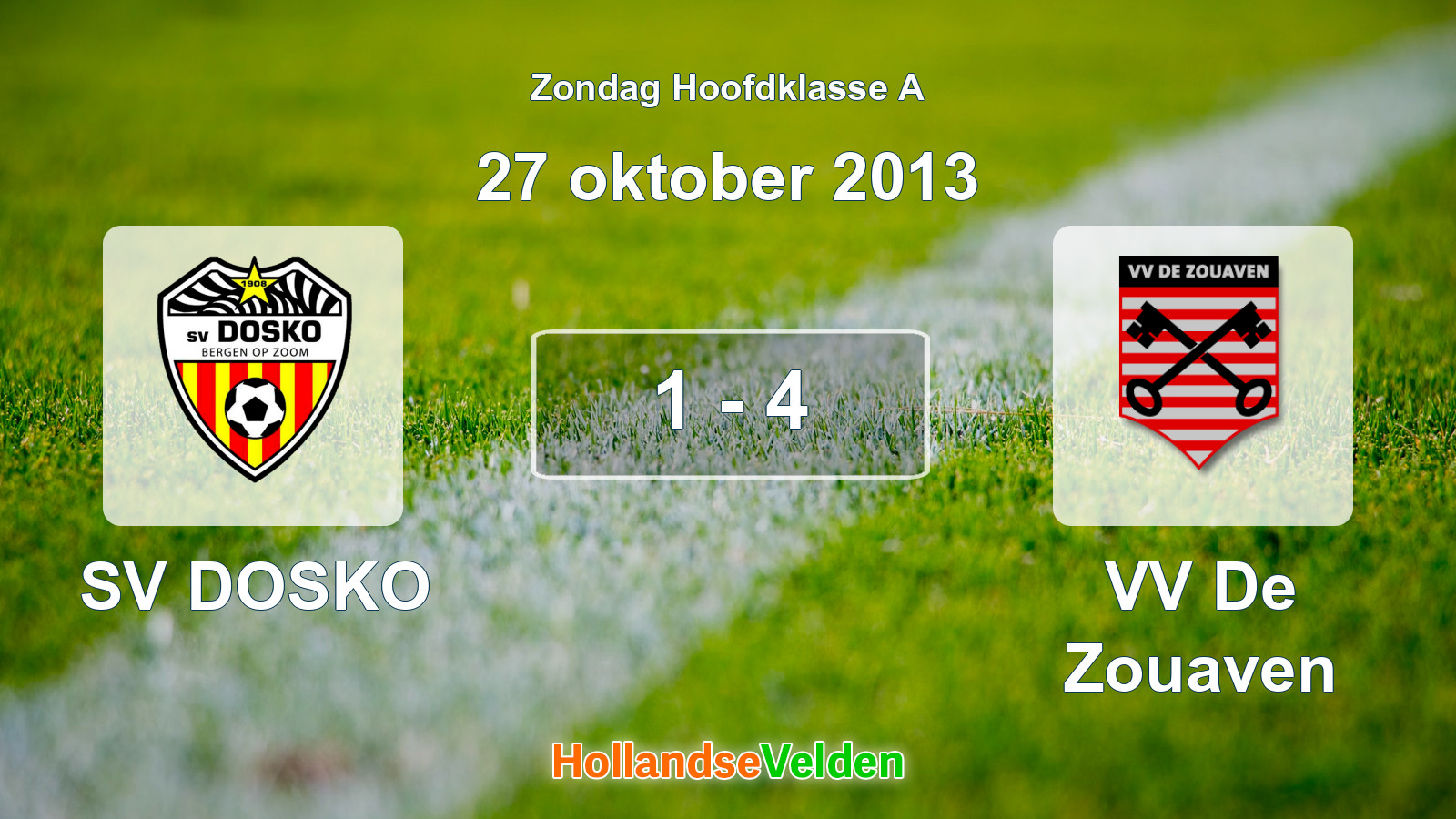 Gespeelde wedstrijd: SV DOSKO - VV De Zouaven 1 - 4 (27 oktober 2013)