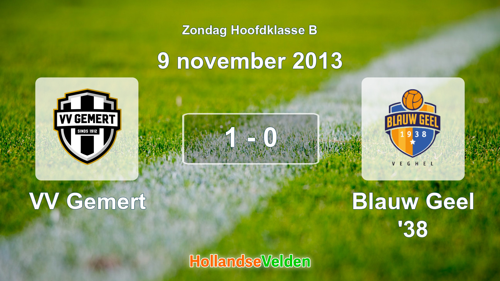 Gespeelde wedstrijd: VV Gemert - Blauw Geel '38 1 - 0 (9 november 2013)