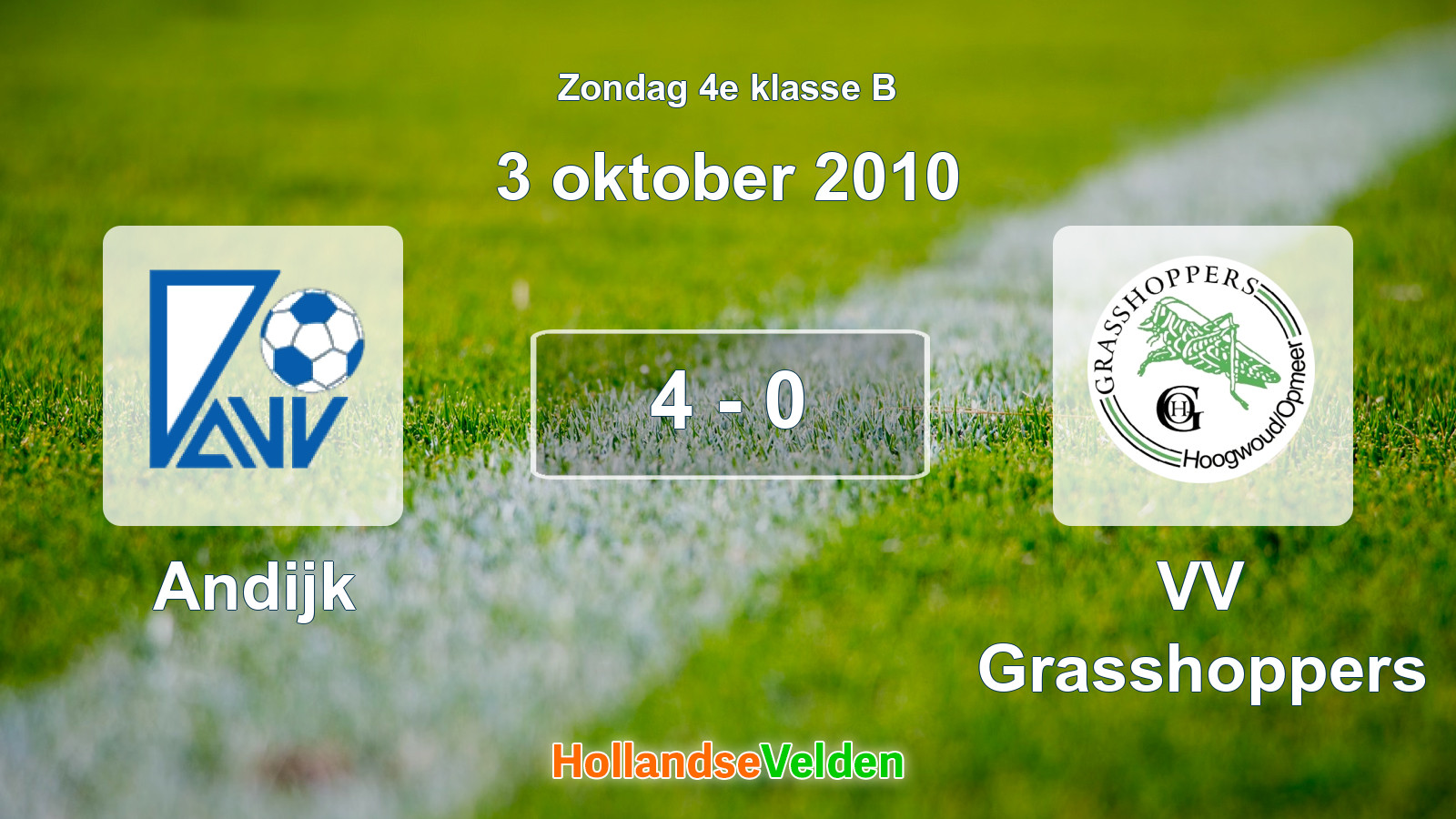 Gespeelde wedstrijd: Andijk - VV Grasshoppers 4 - 0 (3 oktober 2010)