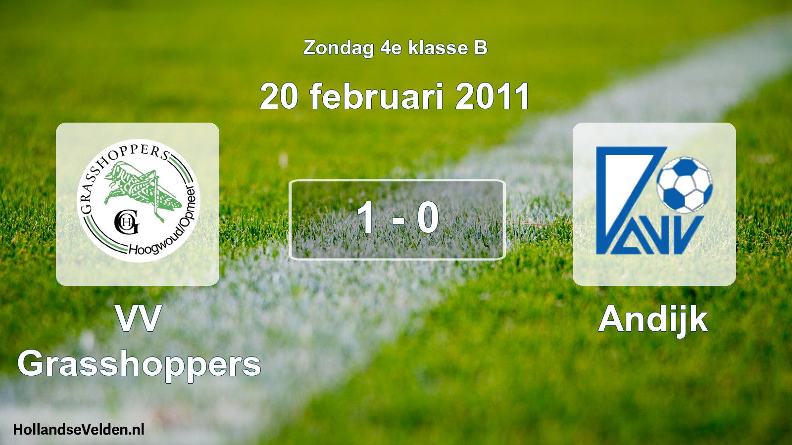 Gespeelde wedstrijd: VV Grasshoppers - Andijk 1 - 0 (20 februari 2011)
