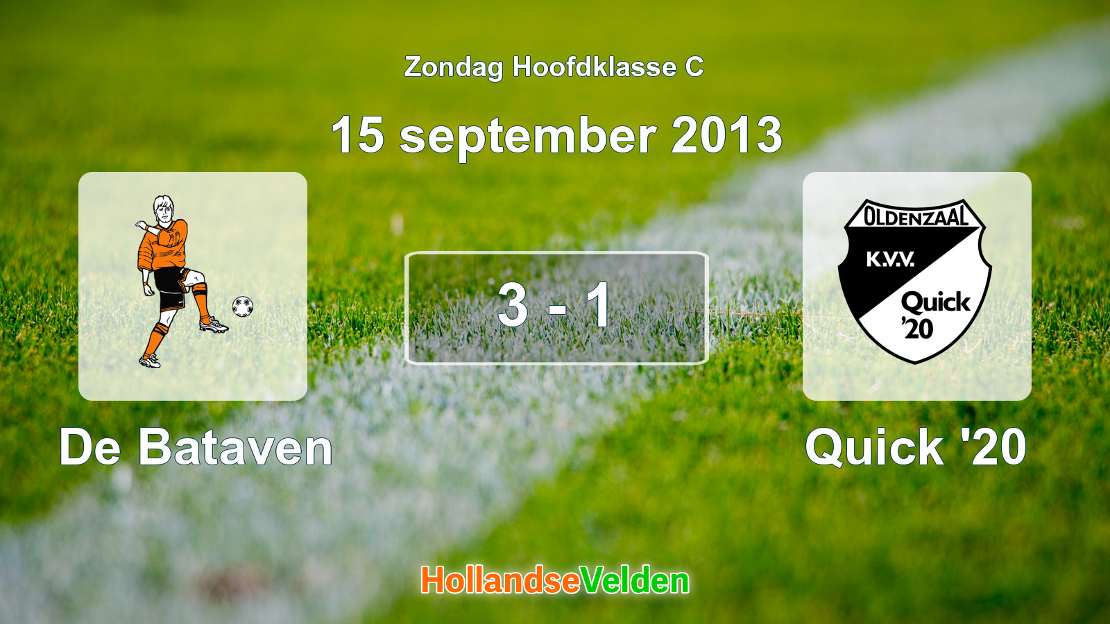 Gespeelde wedstrijd: De Bataven - Quick '20 3 - 1 (15 september 2013)