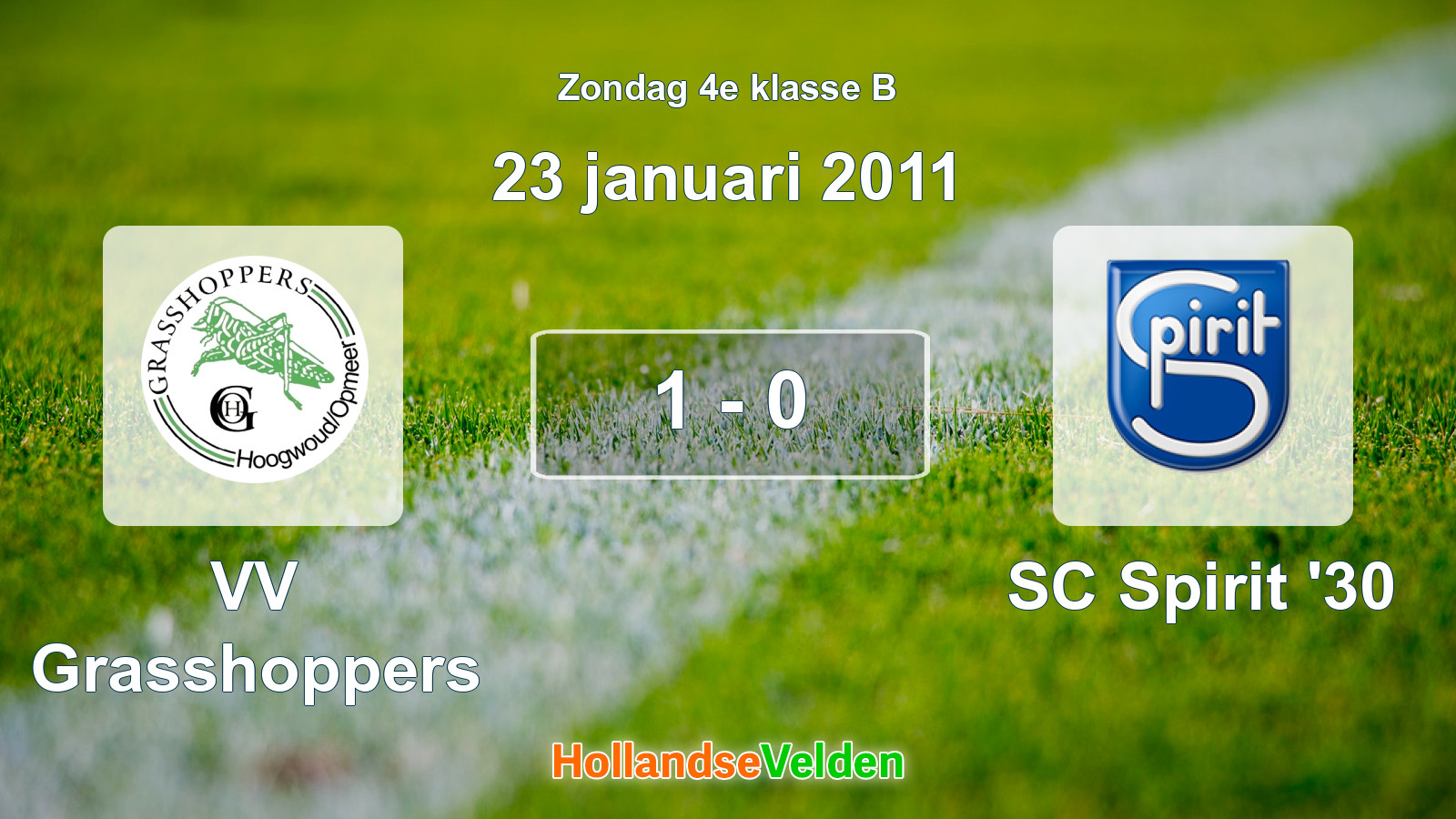 Gespeelde wedstrijd: VV Grasshoppers - SC Spirit '30 1 - 0 (23 januari 2011)