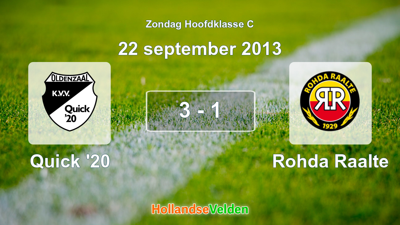 Gespeelde wedstrijd: Quick '20 - Rohda Raalte 3 - 1 (22 september 2013)