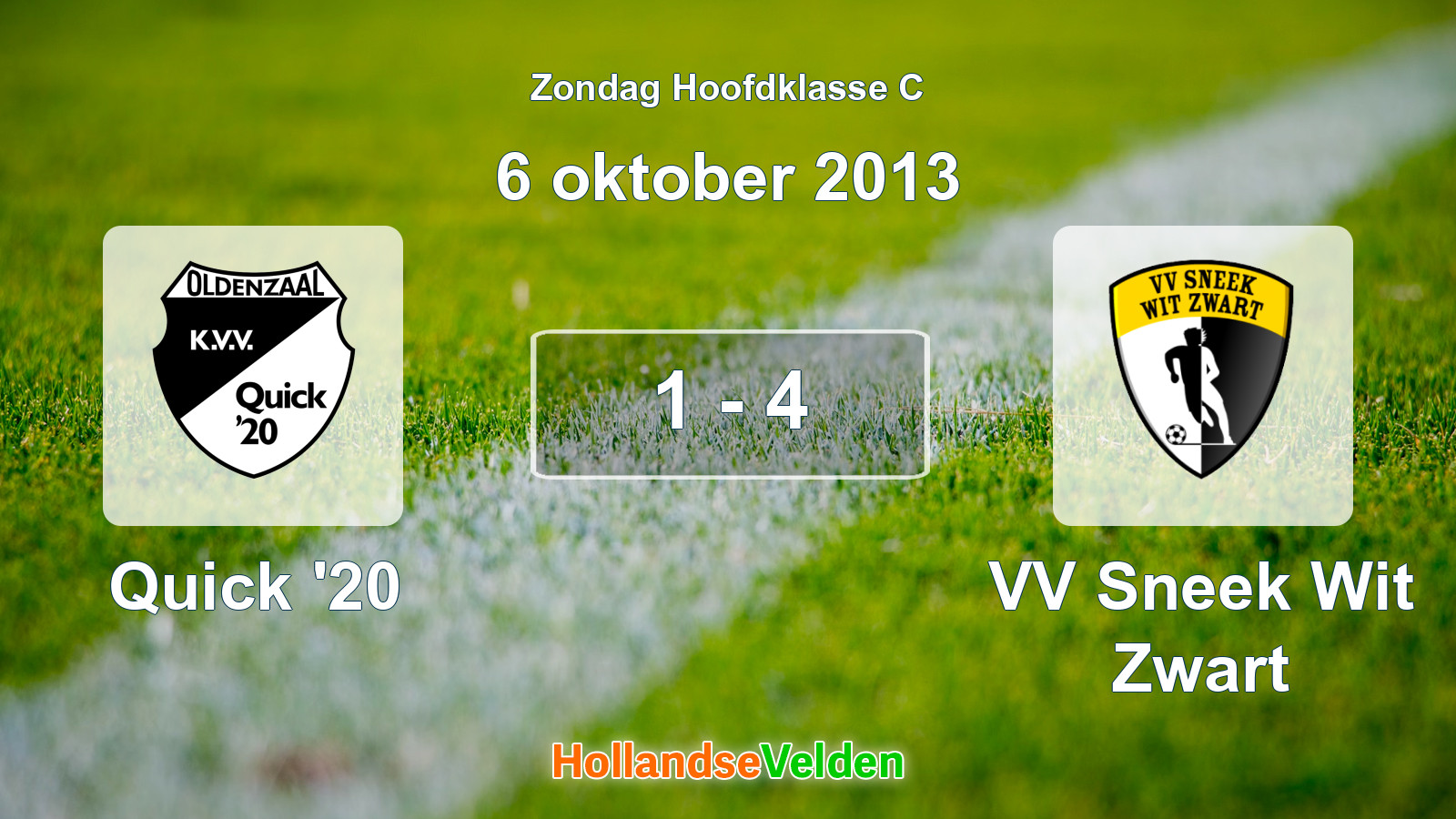 Gespeelde wedstrijd: Quick '20 - VV Sneek Wit Zwart 1 - 4 (6 oktober 2013)