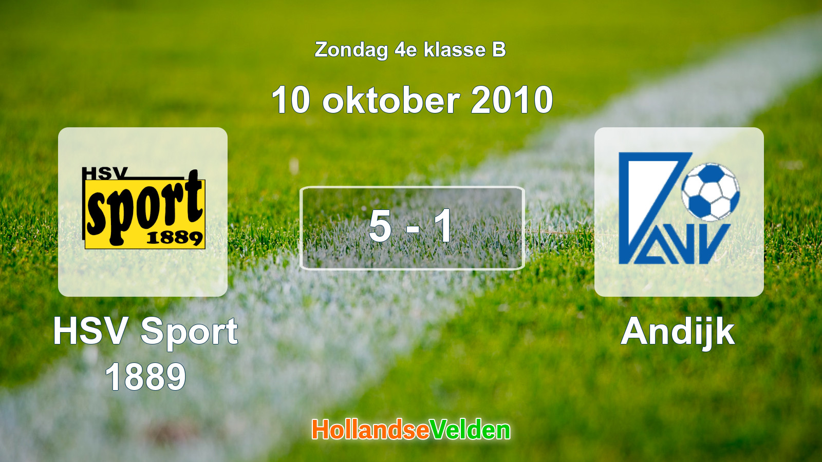 Gespeelde wedstrijd: HSV Sport 1889 - Andijk 5 - 1 (10 oktober 2010)