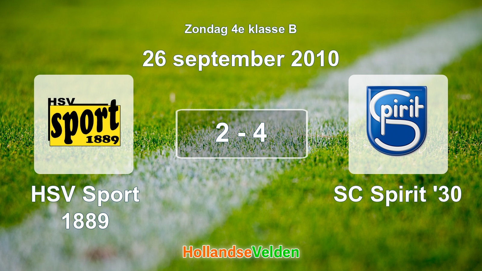 Gespeelde wedstrijd: HSV Sport 1889 - SC Spirit '30 2 - 4 (26 september 2010)