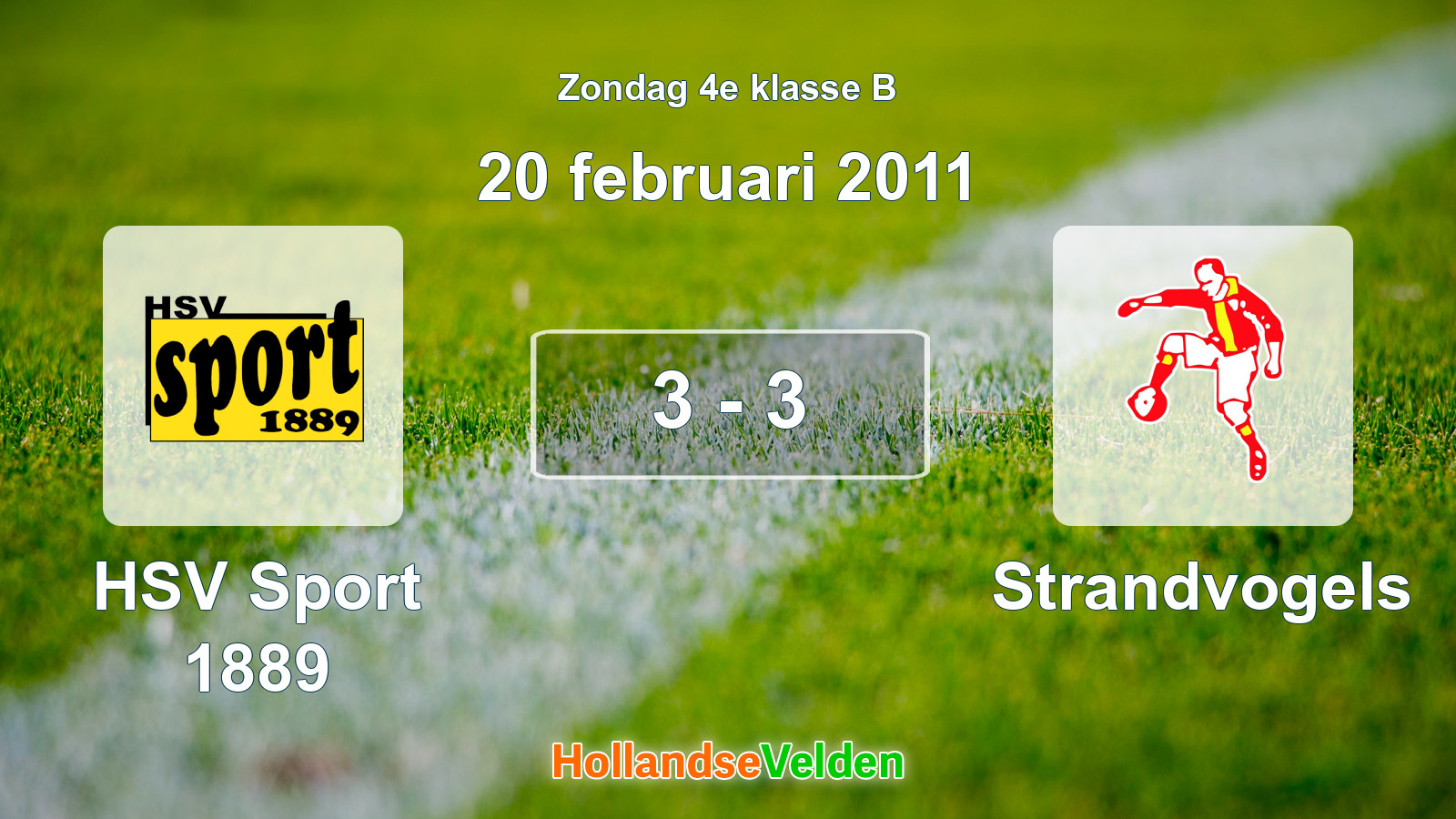 Gespeelde wedstrijd: HSV Sport 1889 - Strandvogels 3 - 3 (20 februari 2011)