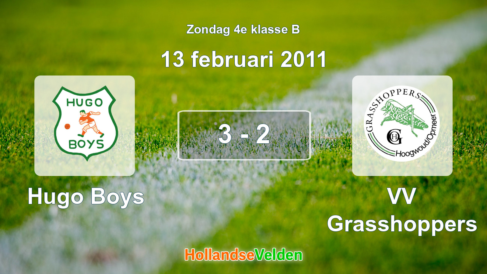 Gespeelde wedstrijd: Hugo Boys - VV Grasshoppers 3 - 2 (13 februari 2011)