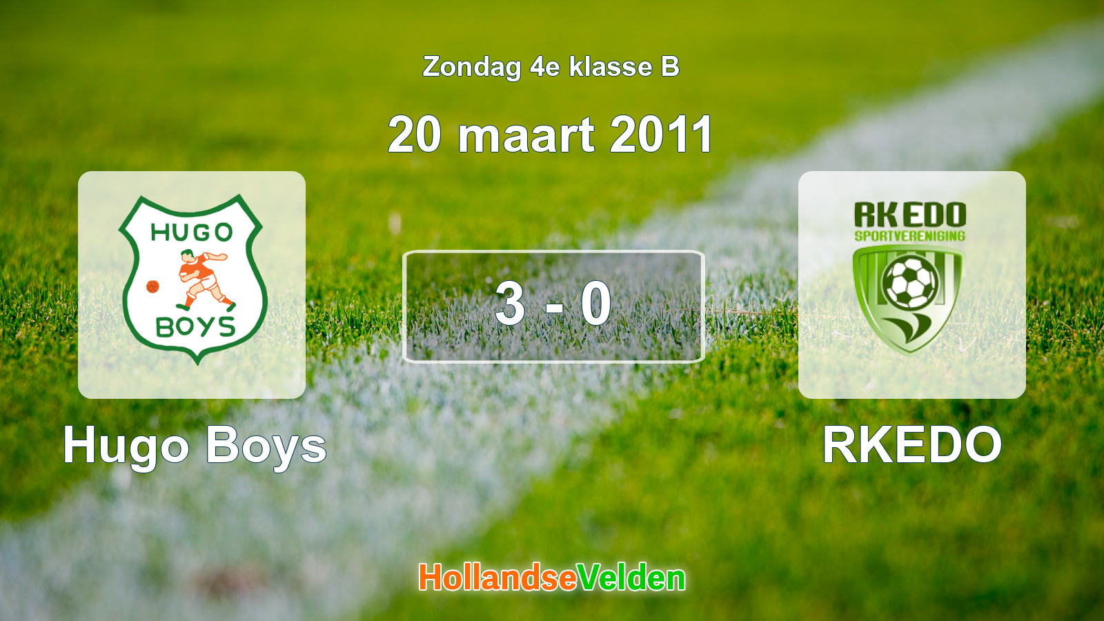 Gespeelde wedstrijd: Hugo Boys - RKEDO 3 - 0 (20 maart 2011)
