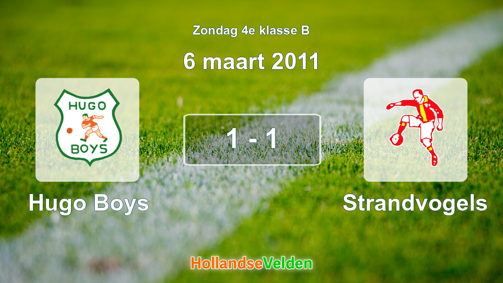 Gespeelde wedstrijd: Hugo Boys - Strandvogels 1 - 1 (6 maart 2011)
