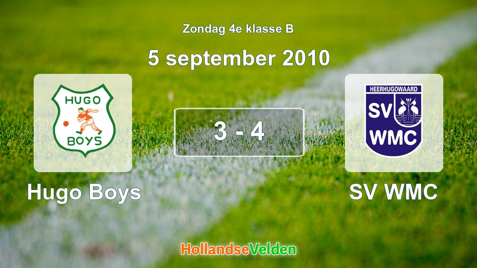Gespeelde wedstrijd: Hugo Boys - SV WMC 3 - 4 (5 september 2010)
