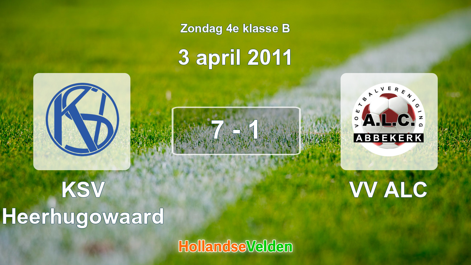 Gespeelde wedstrijd: KSV Heerhugowaard - VV ALC 7 - 1 (3 april 2011)