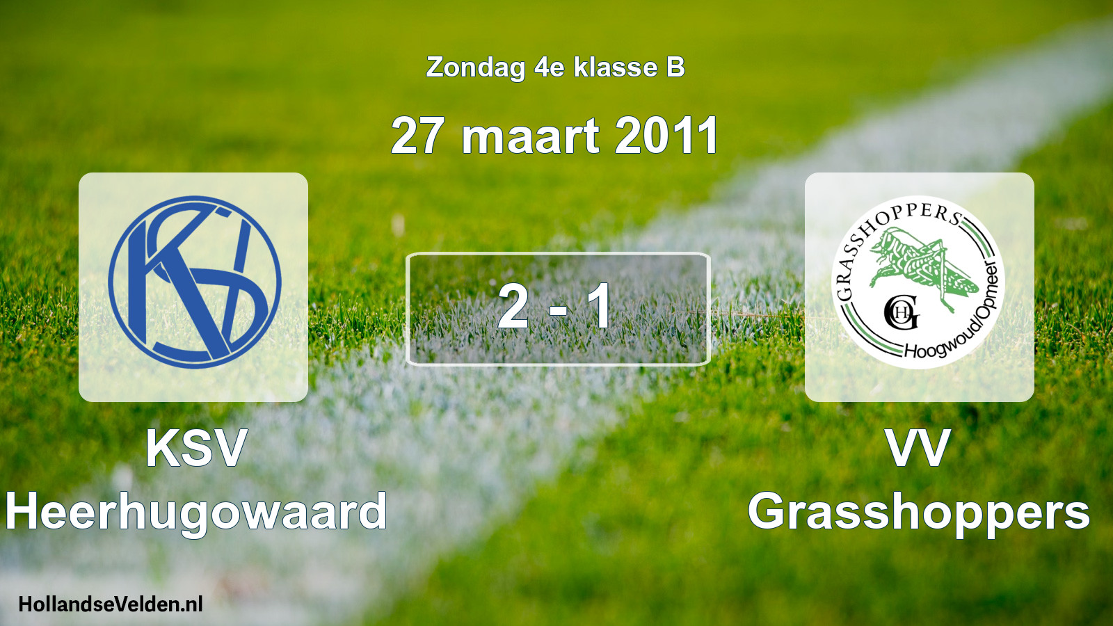 Gespeelde wedstrijd: KSV Heerhugowaard - VV Grasshoppers 2 - 1 (27 maart 2011)