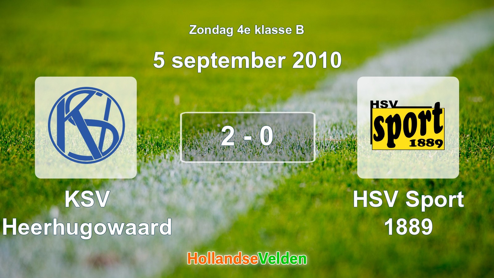 Gespeelde wedstrijd: KSV Heerhugowaard - HSV Sport 1889 2 - 0 (5 september 2010)