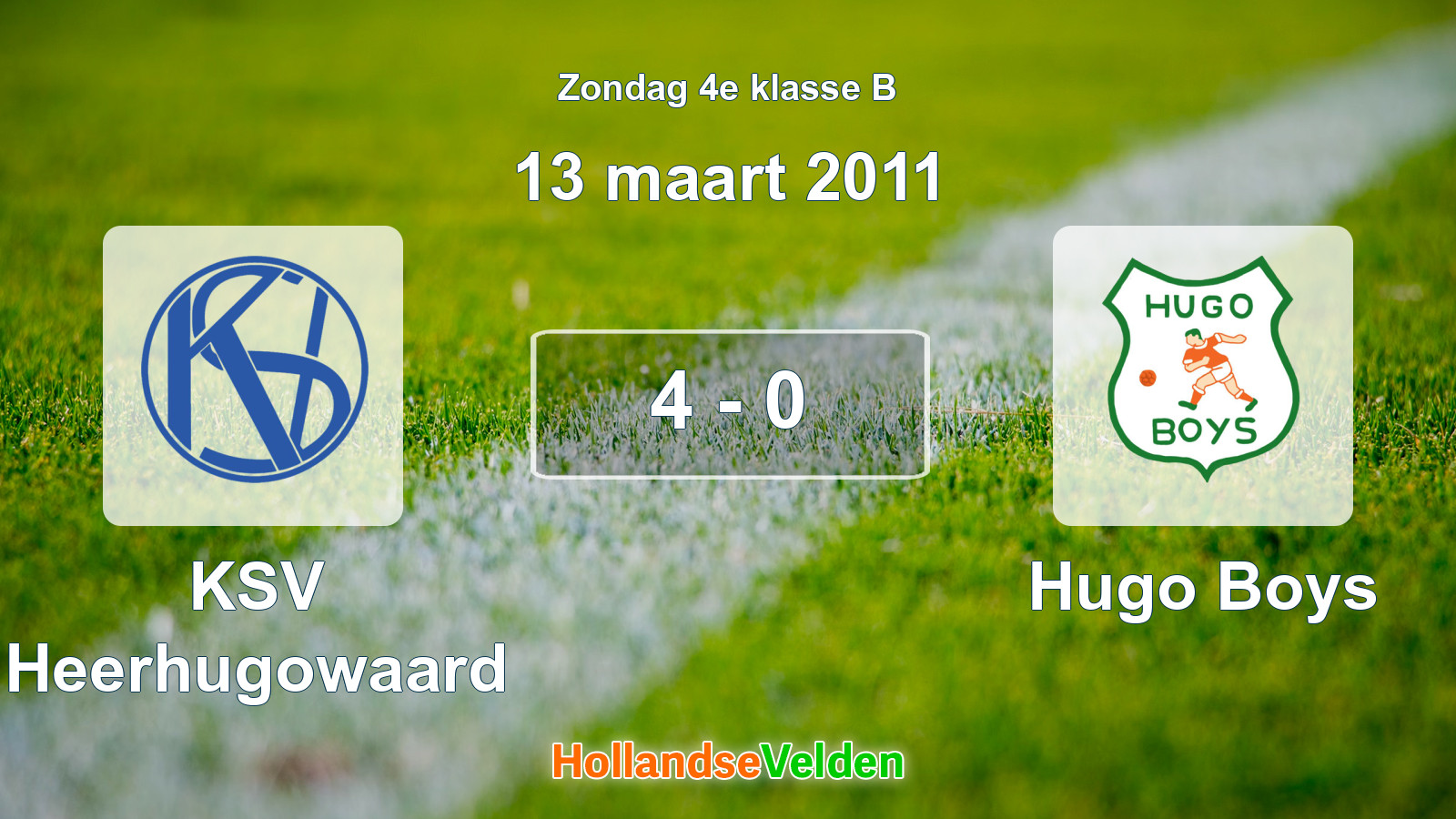 Gespeelde wedstrijd: KSV Heerhugowaard - Hugo Boys 4 - 0 (13 maart 2011)
