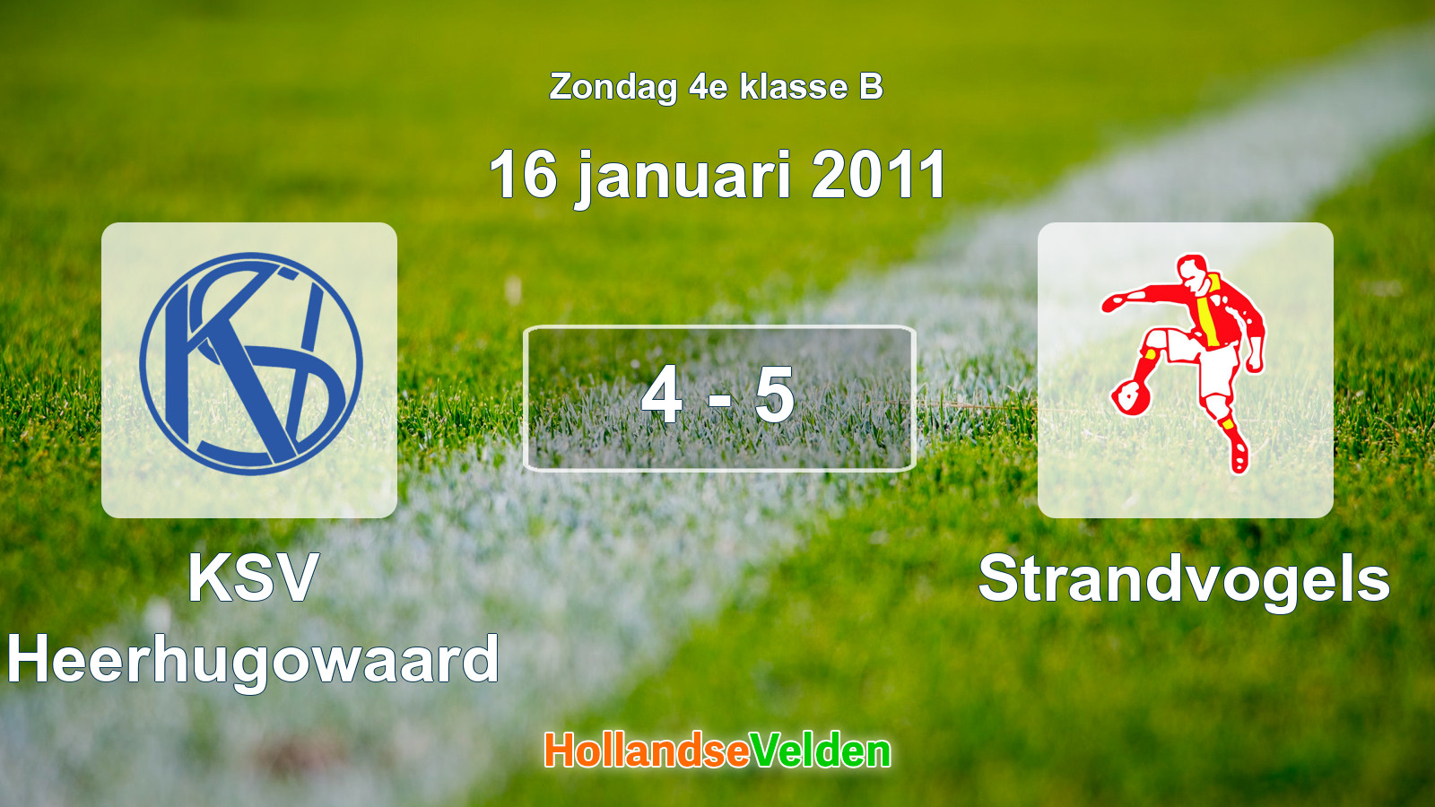 Gespeelde wedstrijd: KSV Heerhugowaard - Strandvogels 4 - 5 (16 januari 2011)