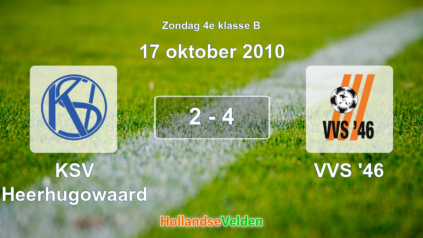 Gespeelde wedstrijd: KSV Heerhugowaard - VVS '46 2 - 4 (17 oktober 2010)