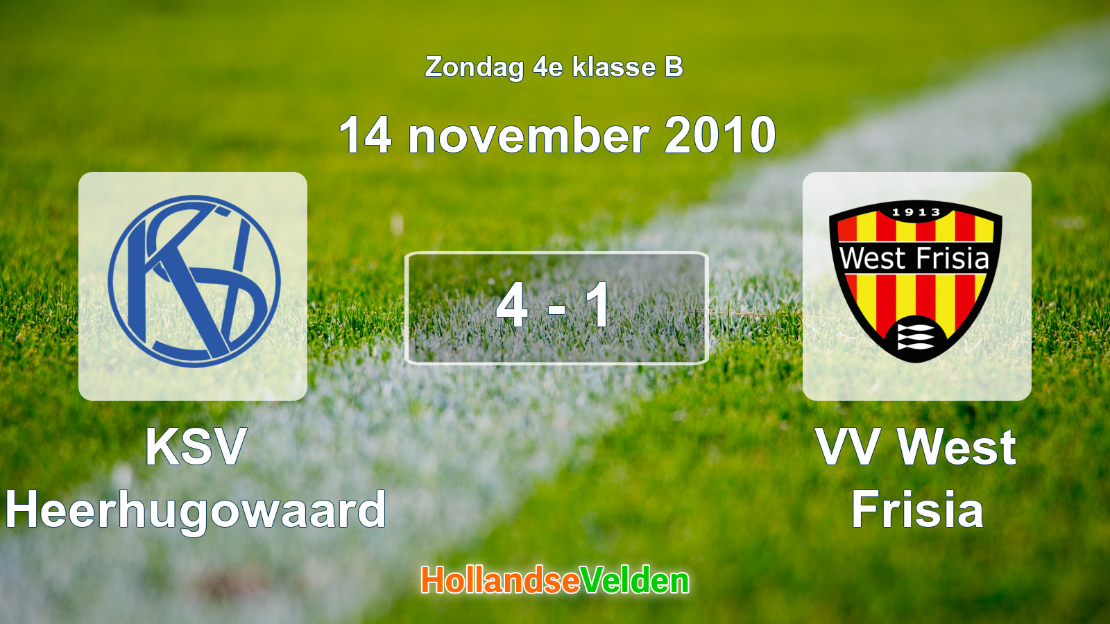 Gespeelde wedstrijd: KSV Heerhugowaard - VV West Frisia 4 - 1 (14 november 2010)