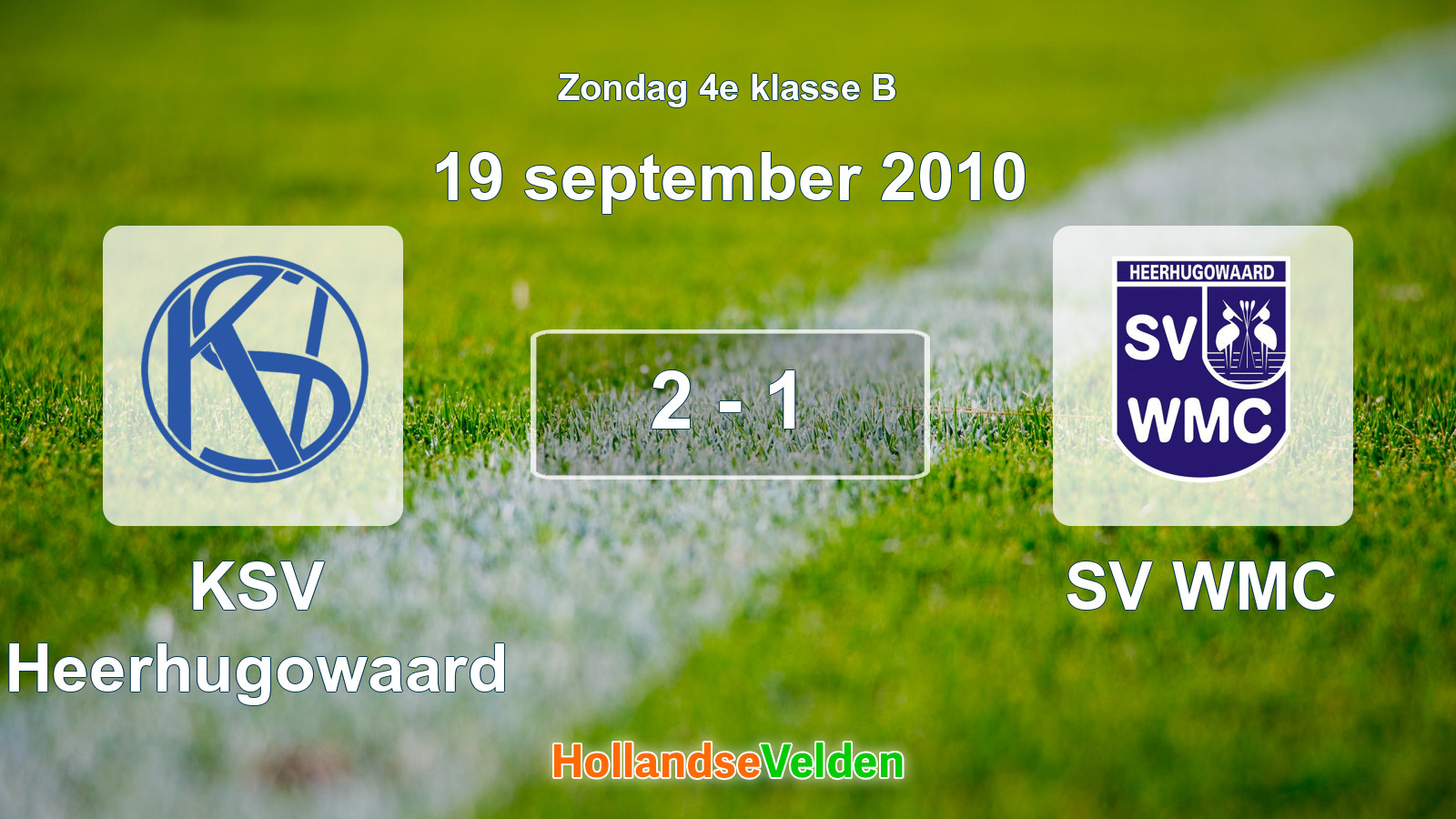 Gespeelde wedstrijd: KSV Heerhugowaard - SV WMC 2 - 1 (19 september 2010)