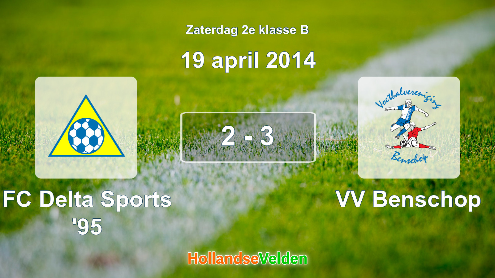 Gespeelde wedstrijd: FC Delta Sports '95 - VV Benschop 2 - 3 (19 april 2014)
