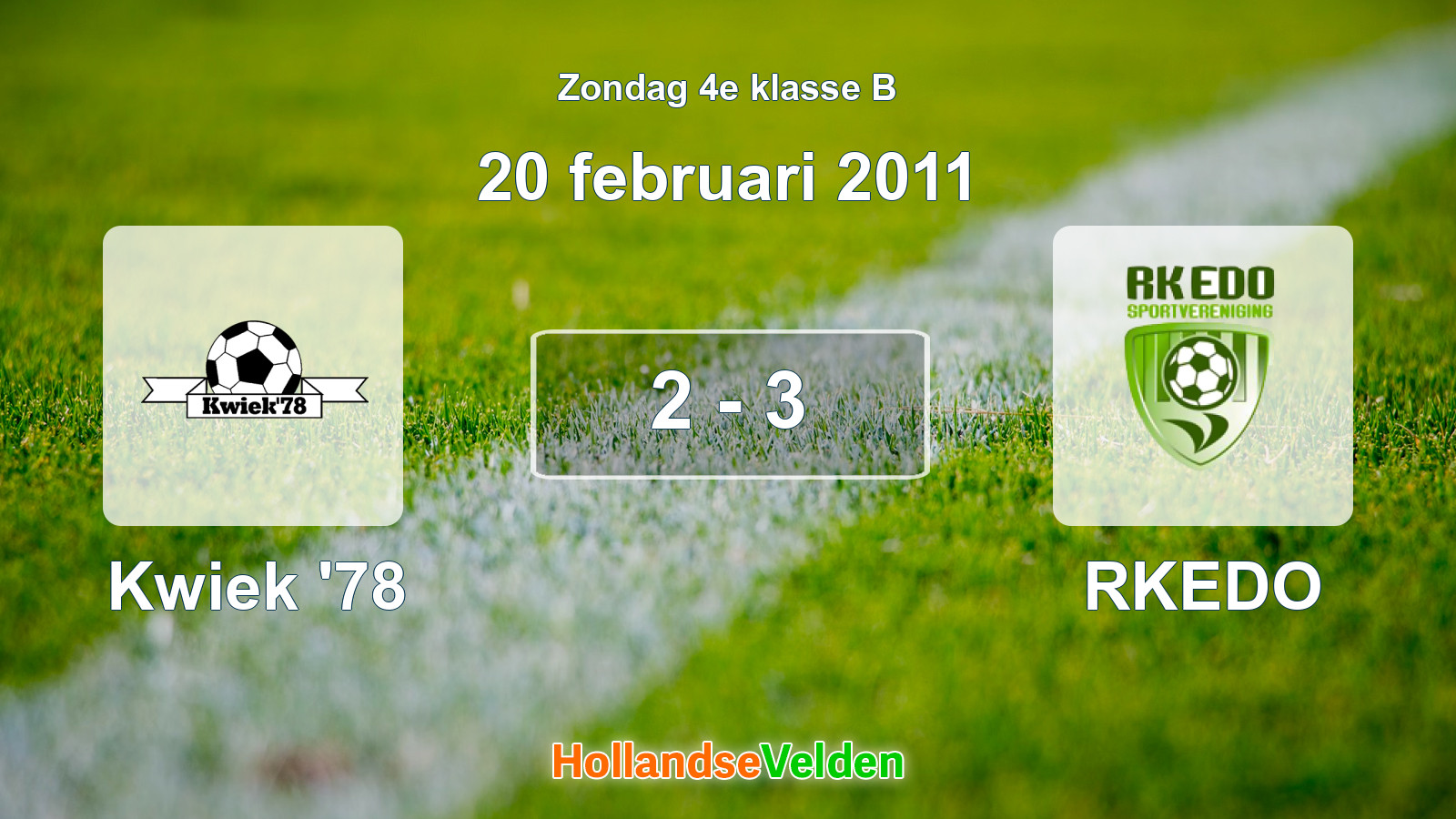 Gespeelde wedstrijd: Kwiek '78 - RKEDO 2 - 3 (20 februari 2011)