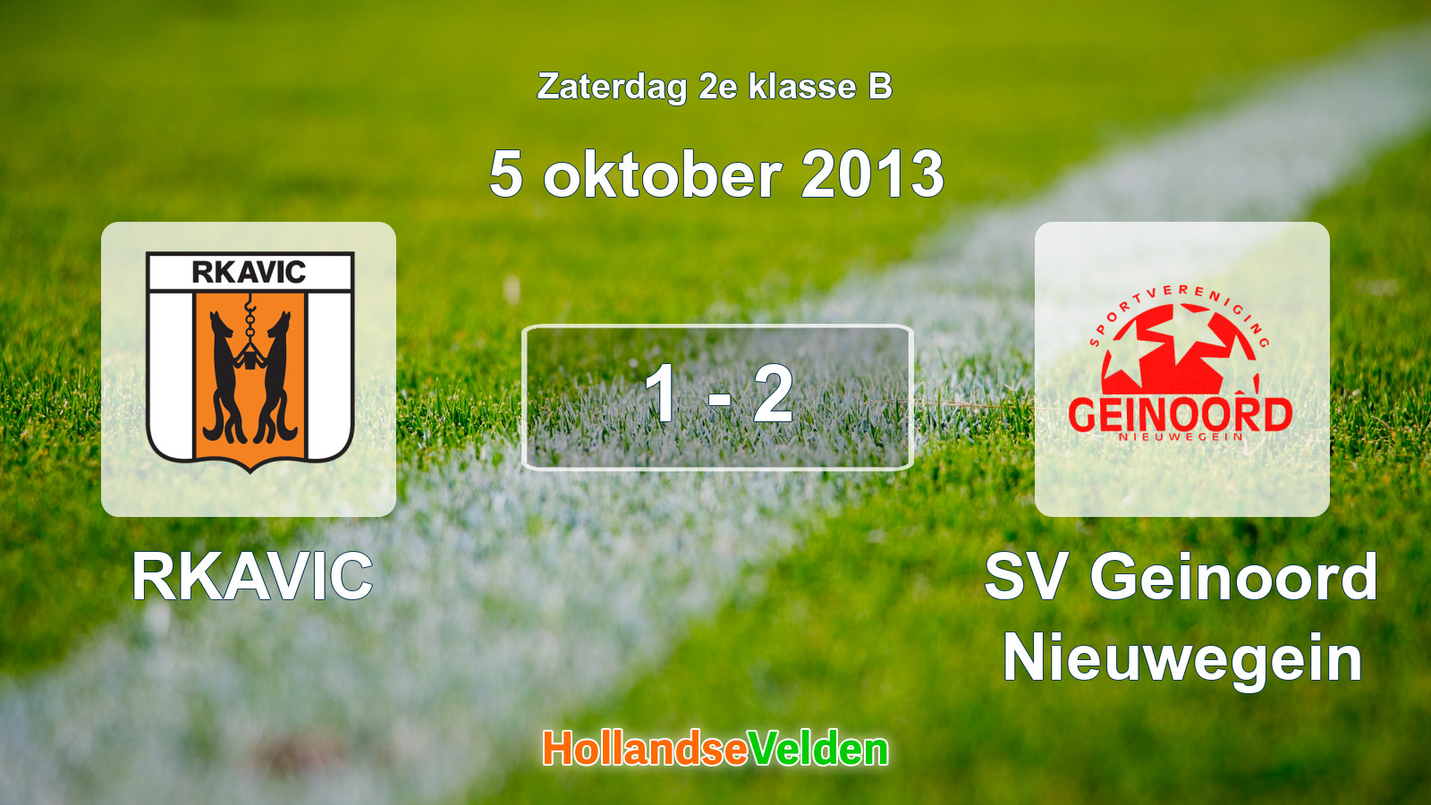 Gespeelde wedstrijd: RKAVIC - SV Geinoord Nieuwegein 1 - 2 (5 oktober 2013)