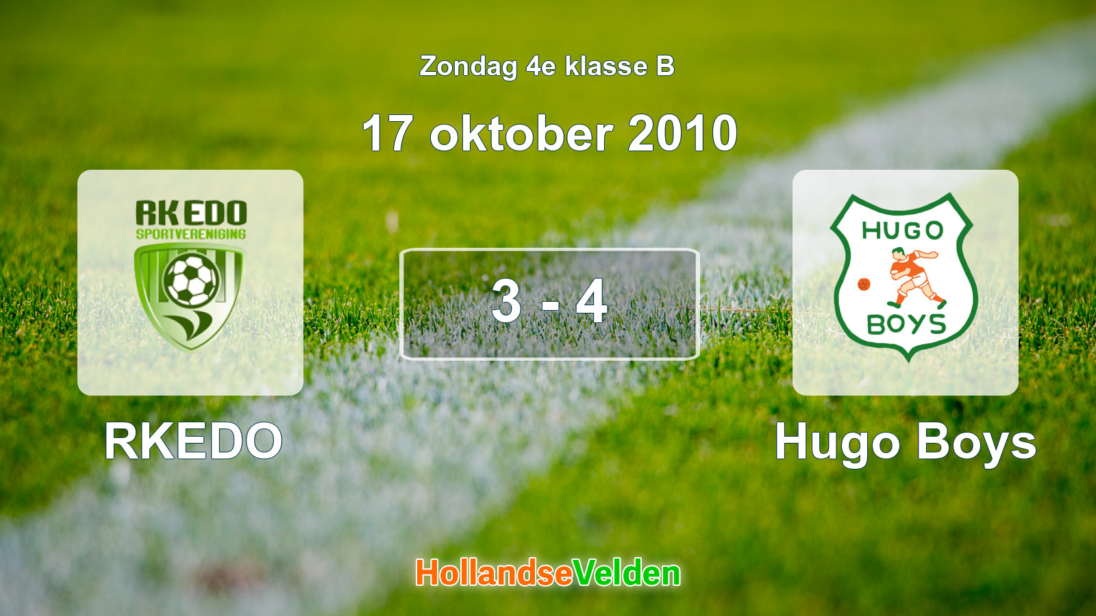 Gespeelde wedstrijd: RKEDO - Hugo Boys 3 - 4 (17 oktober 2010)